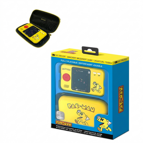 POCKET PLAYER PRO + TRAVEL CASE PAC-MAN PORTABLE GAMING SYSTEM + PAC-MAN CASE My Arcade